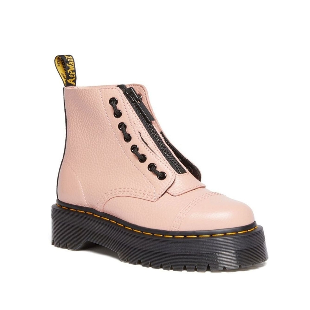 Dr Martens Sinclair Peach Beige Platform Leather Boots